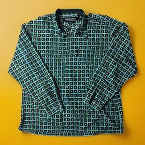 Vintage Pelle Pelle Marc Buchanan AOP Shirt XL Black Blue Button Long Sleeve Y2K